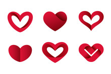 Heart Shapes Vector Icons Valentine Day Love. Cardiology Medical