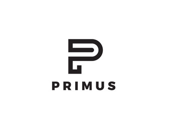 Poster - letter p logo luxury design linear. type character logotype