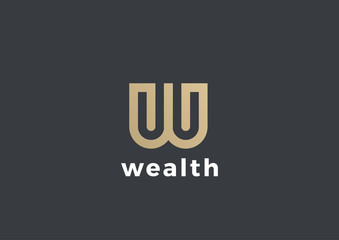 Poster - letter w logo luxury design linear. type character logotype