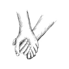 hand sketch holding hands