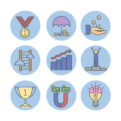 Canvas Print - Business success vector icons set.