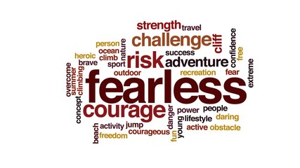 Poster - Fearless animated word cloud, text design animation.