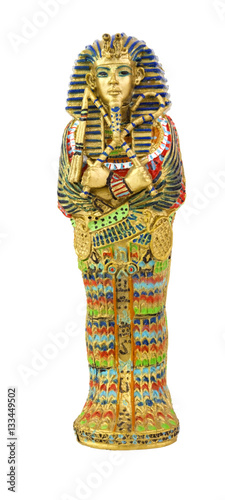 Fotografía Toy model of Egyptian sarcophagus and mummy. Isolated.