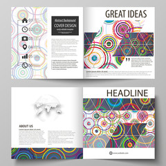 Poster - Business templates for square design bi fold brochure, flyer, booklet or annual report. Leaflet cover, abstract vector layout. Bright color background in minimalist style made from colorful circles.