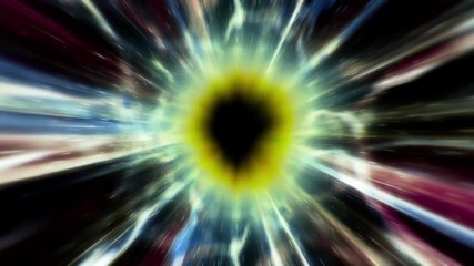 Canvas Print - Space 2210: Light streams into a black hole in deep space (Loop).