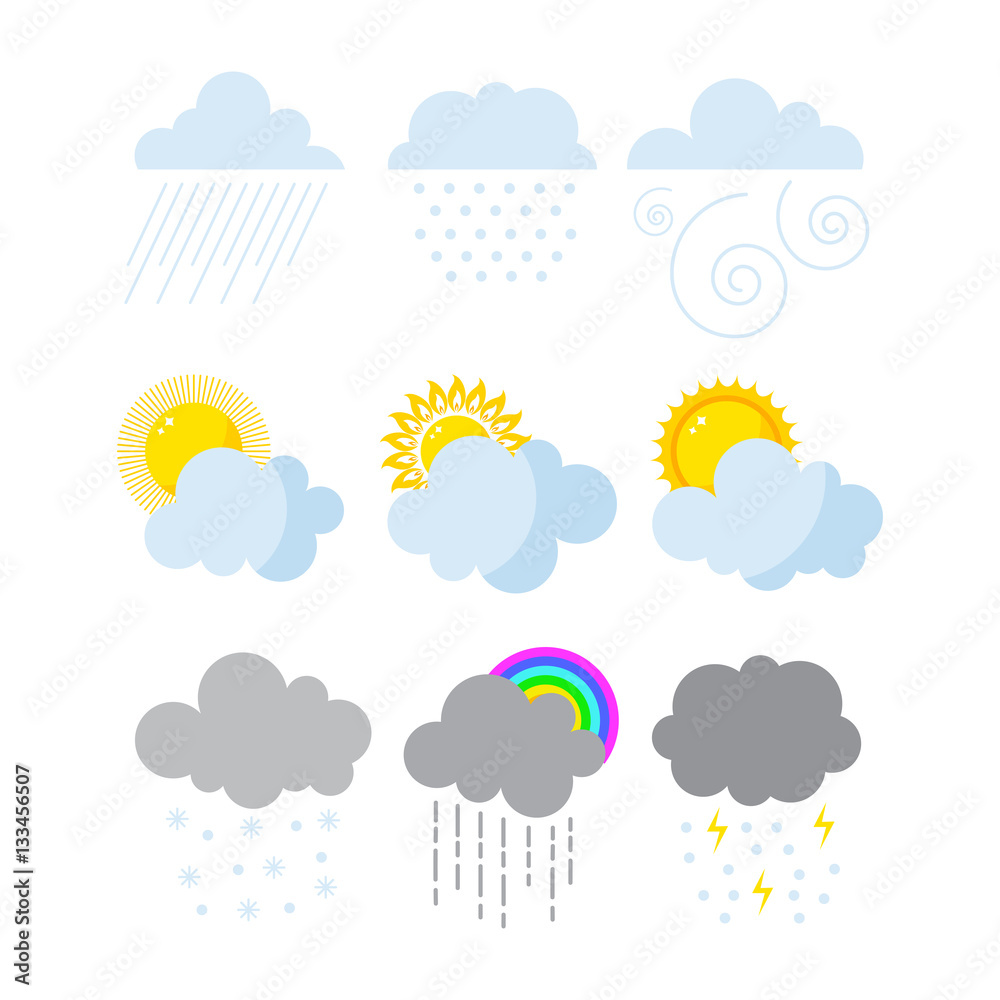 Set of weather icons vector. Stock Vector | Adobe Stock