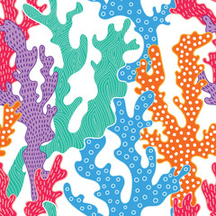 Aufkleber - Colorful corals seamless pattern