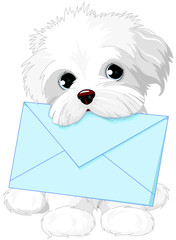 Cute Dog Delivering Mail Envelope