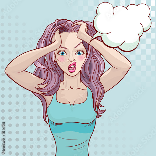 Angry Woman Pulling Up Her Hair Stock 일러스트레이션 Adobe Stock