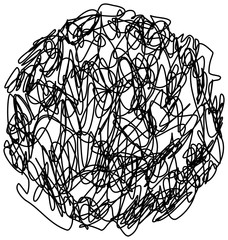 Wall Mural - chaotic hand drawn scribble sketch circle isolated