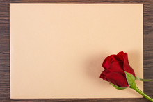 Decoration Of Red Rose And Love Letter For Valentines Day, Copy Space For Text