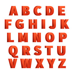 Poster - red 3d letters vector alphabet, lettering