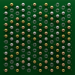Aufkleber - 3d abstract render illustration. geometry cloning background. metal and glass spheres building rando