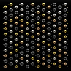 Aufkleber - 3d abstract render illustration. geometry cloning background. metal and glass spheres building rando
