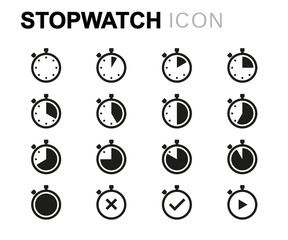 Sticker - Vector line stopwatch icons set