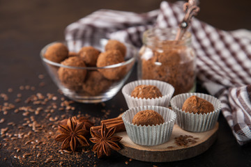 homemade candies on a table, selective focus, copy space