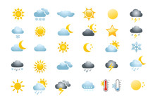 30 Weather Icons On White Background