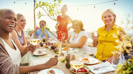 Wall Mural - Beach Cheers Celebration Friendship Summer Fun Dinner Concept