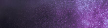 Glitter Sparkling Abstract Purple Bokeh Defocused Background, Border Design Panoramic Banner