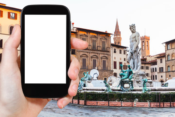 Poster - tourist photographs Piazza signoria with Fountain