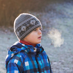 Child on cold frosty day