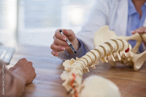 Fotografía Doctor explaining anatomical spine to patient