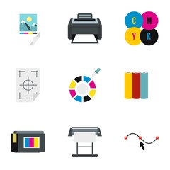 Poster - Printing services icons set, flat style