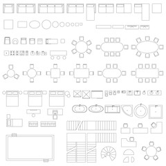 Furniture and elements line symbols