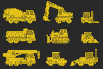 Wall Mural - Construction machinery icons.