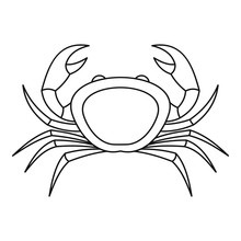 Crab Sea Animal Icon, Outline Style