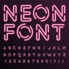 Poster - neon, vector font.