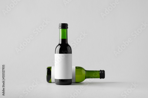 Fotografie, Obraz Wine Quarter/Mini Bottle Mock-Up - Two Bottles. Blank Label