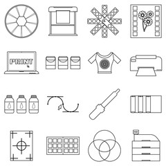 Poster - Print items icons set, outline style