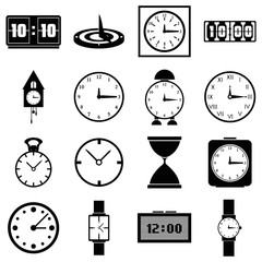 Poster - Clocks icons set, simple style