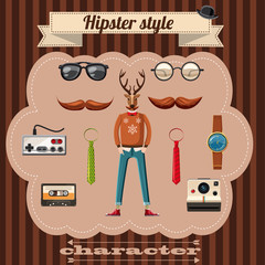 Wall Mural - Hipster style attributes concept, cartoon style