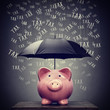 Umbrella protecting piggy bank savings from tax