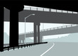 Silhouette illustration of highway overpass bridges in Hamilton, Ontario, Canada.
