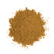 Bio organic ras el hanout pile isolated on white background, top view
