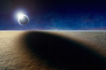 Wall Mural - amazing aerial view of total solar eclipse