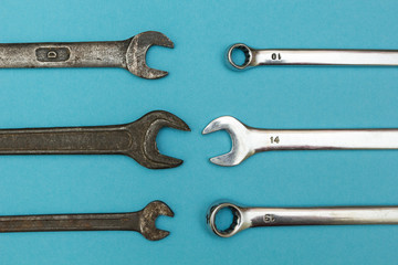 Background of old wrenches