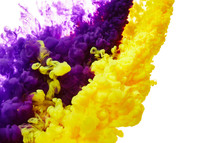 Yellow And Purple Ink Drop In Water