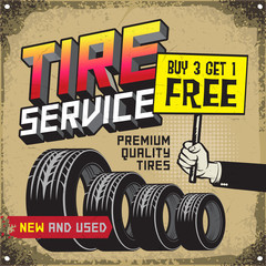 Vintage tire service or garage poster