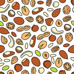 Wall Mural - vector seamless pattern with nuts