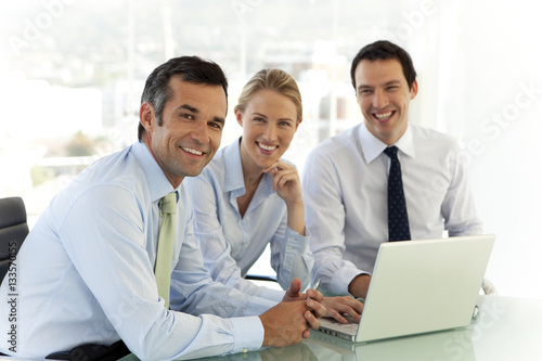 Cuadros en Lienzo Business executives working together with laptop at a meeting