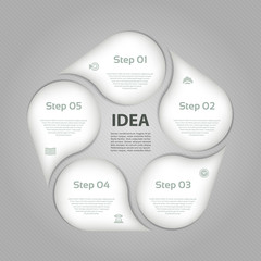 Wall Mural - Vector circle infographic. Template for cycle diagram, graph, presentation and round chart. Business concept with 5  options, parts, steps or processes. Abstract background