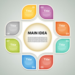 Wall Mural - Vector circle infographic. Template for cycle diagram, graph, presentation and round chart. Business concept with 8 options, parts, steps or processes. Abstract background.