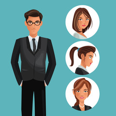 Sticker - man elegant employee office women icons vector illustration eps 10