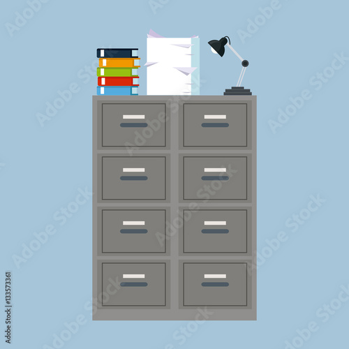 Cabinet Folder File Binder Lamp Pile Document Vector Illustration