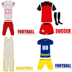 Wall Mural - Set of different sport uniforms, Vector illustration