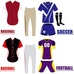 Wall Mural - Set of different sport uniforms, Vector illustration